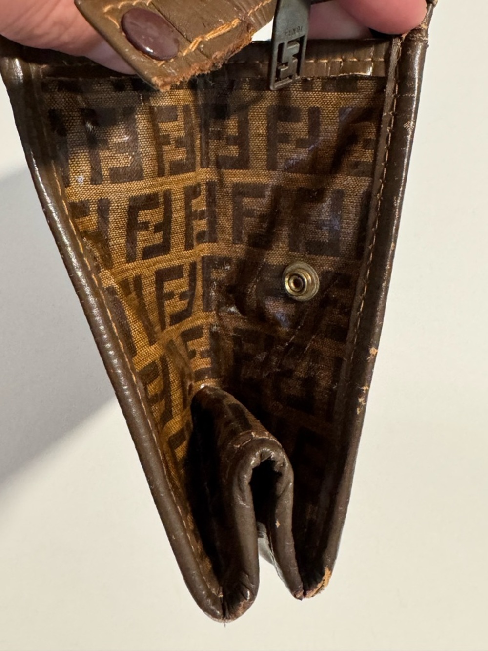 Fendi Brown Zucca Logo Zip Pouch - Picture 8 of 16